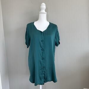 Vintage Victorias Secret Gold Label Luxury Silk Pajama Top Emerald Green S